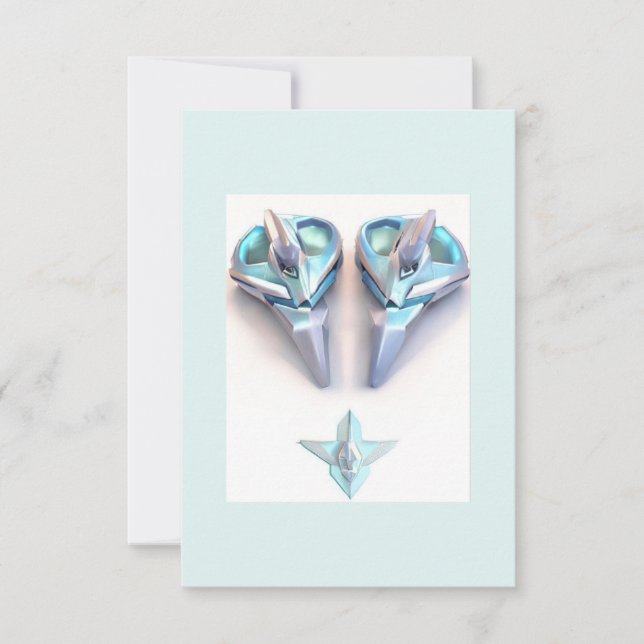 Aquamarine blue silver heart jewelry thank you  card (Front)