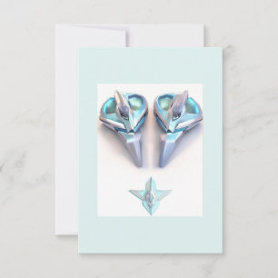 Aquamarine blue silver heart jewelry thank you  card