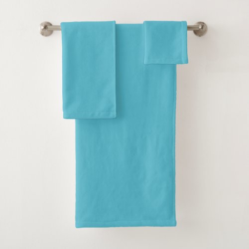 Aquamarine Blue Solid Color Bath Towel Set