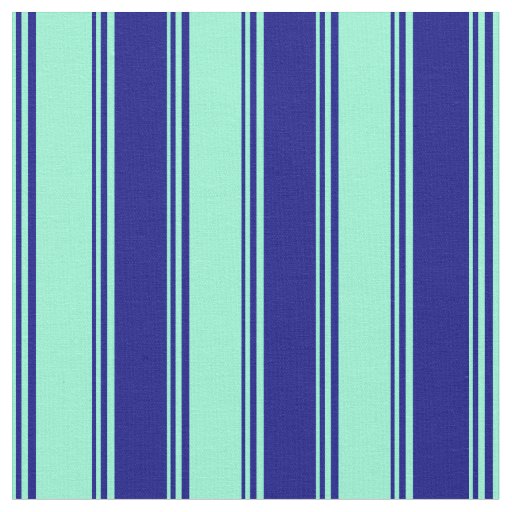 Aquamarine & Blue Stripes Pattern Fabric