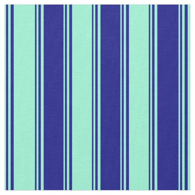 Aquamarine & Blue Stripes Pattern Fabric (Close Up)