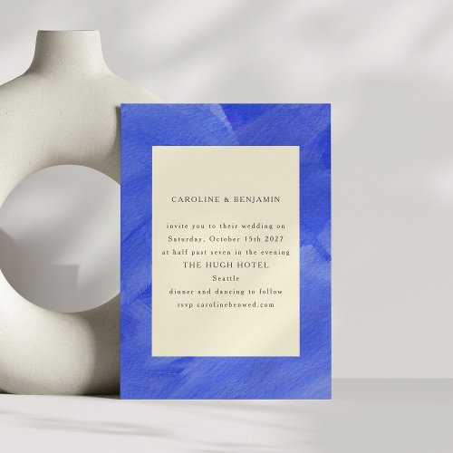 Aquamarine Blue Watercolor Minimalist Wedding Invitation