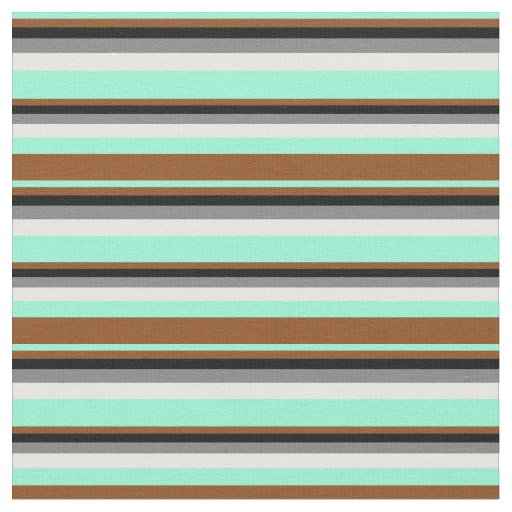 Aquamarine, Brown, Black, Grey, and Mint Cream Fabric