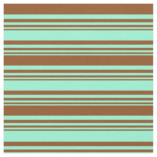 Aquamarine & Brown Stripes Fabric