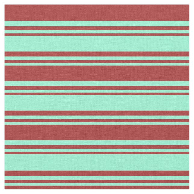 Aquamarine & Brown Stripes/Lines Pattern Fabric (Close Up)