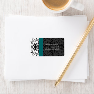 Aquamarine Bumble Bee Damask Address Labels