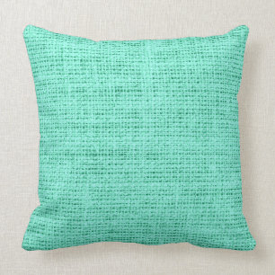 Aquamarine burlap linen background throw pillow