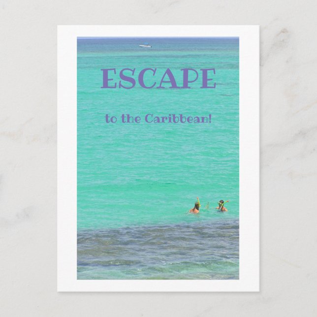 AQUAMARINE CARIBBEAN/TWO SNORKELERS/ESCAPE TO CARI POSTCARD (Front)