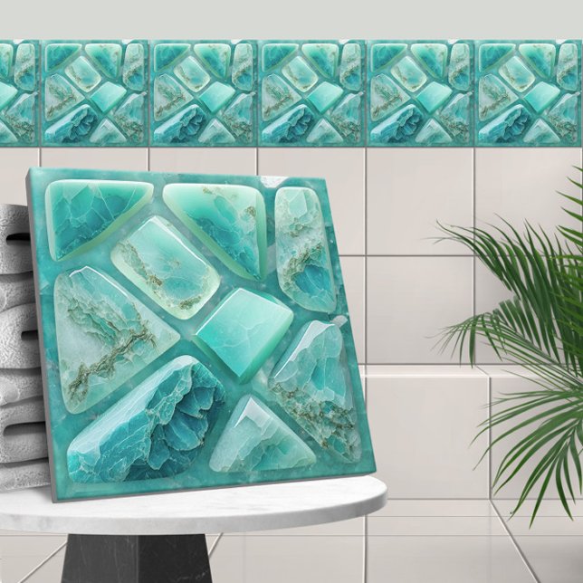 Aquamarine - cells collage ceramic tile (Creator Uploaded)