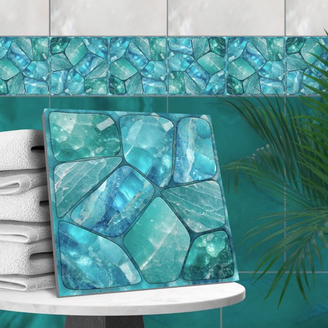 Aquamarine - cells collage ceramic tile (Creator Uploaded)