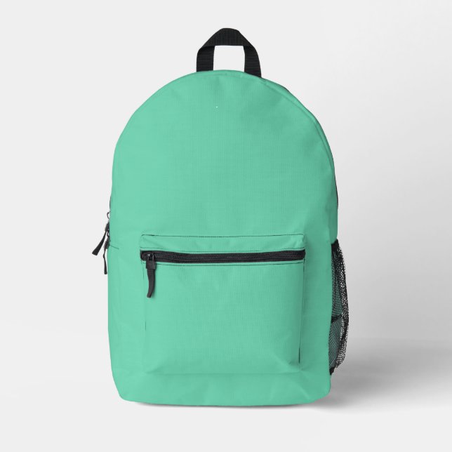 Aquamarine Color Printed Backpack (Front)