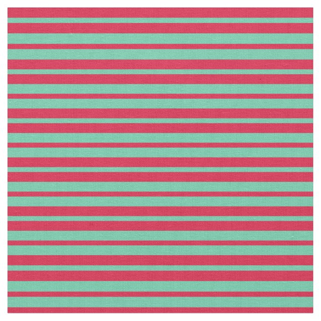 Aquamarine & Crimson Colored Lines Fabric (Close Up)