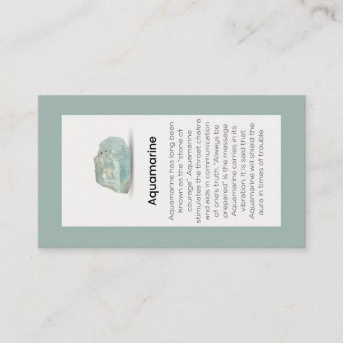 Aquamarine Crystal Meaning Jewelry Display  Business Card