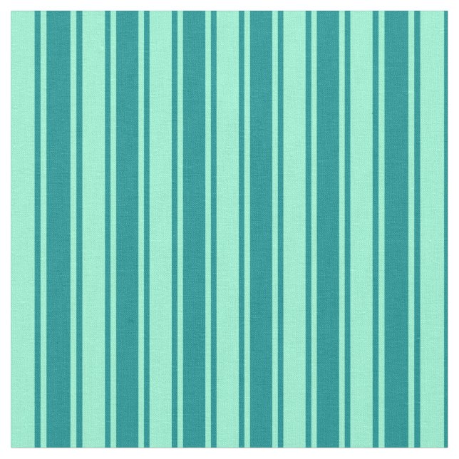 Aquamarine & Dark Cyan Lined Pattern Fabric (Close Up)