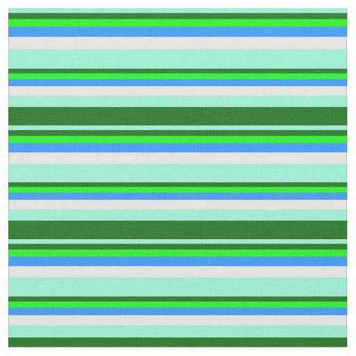Aquamarine, Dark Green, Lime, Blue, and White Fabric