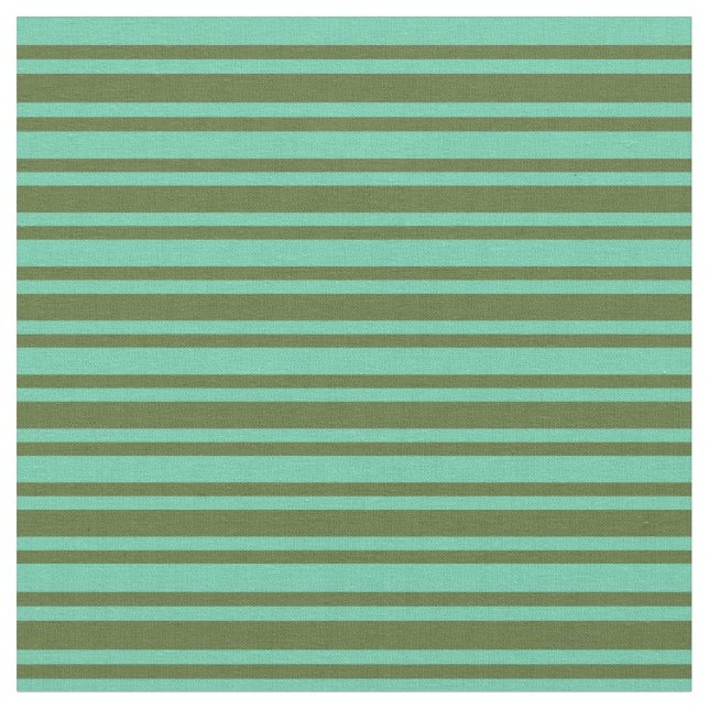Aquamarine & Dark Olive Green Lines Fabric (Close Up)