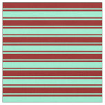 [ Thumbnail: Aquamarine & Dark Red Stripes Fabric ]