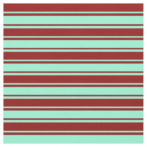 Aquamarine & Dark Red Stripes Fabric