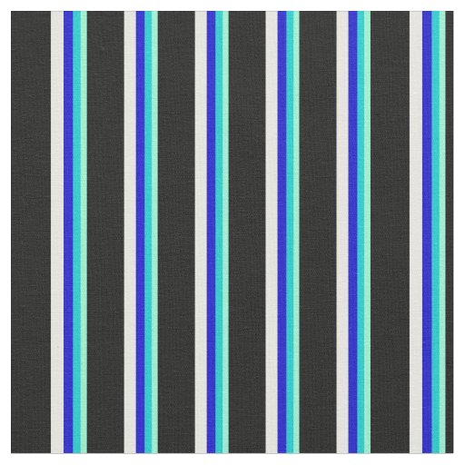 Aquamarine, Dark Turquoise, Blue, White, and Black Fabric