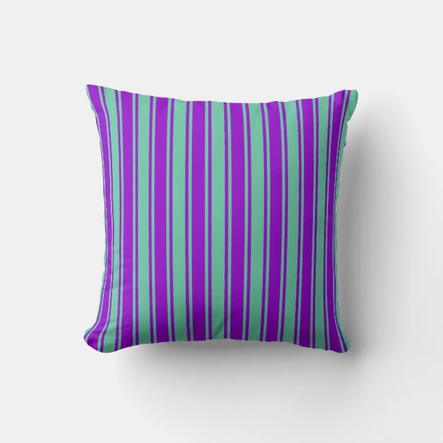 Aquamarine & Dark Violet Colored Pattern Pillow (Front)