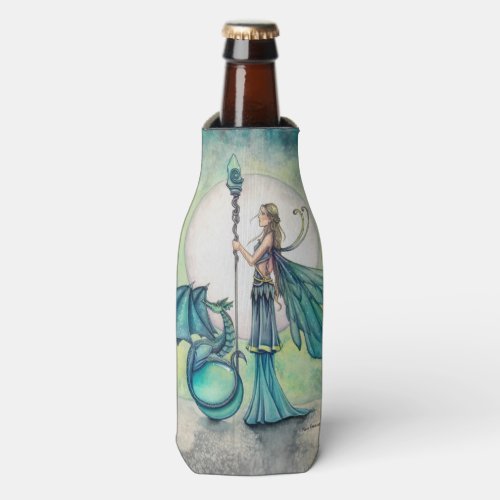 Aquamarine Dragon Fantasy Fairy Art Bottle Cooler