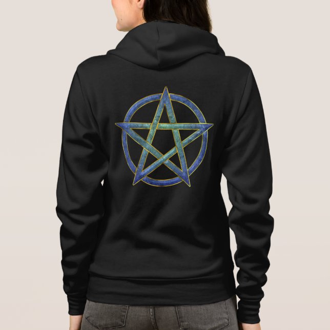 Aquamarine Enchantment: A Gem Pentagram Hoodie (Back)