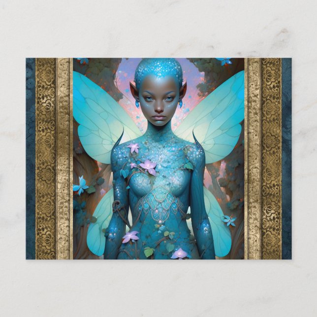 Aquamarine Fairy Fantasy Art Postcard (Front)