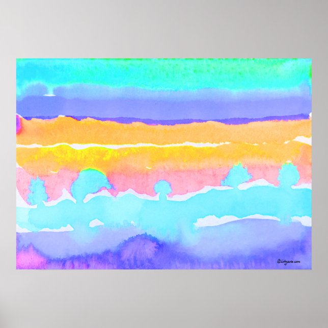 Aquamarine Fantasy Watercolor 02 Poster (Front)