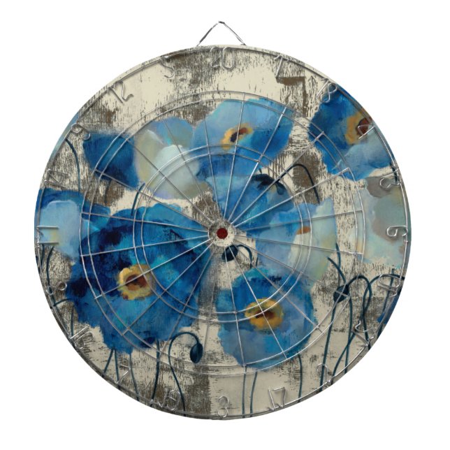 Aquamarine Floral Dart Board (Front)