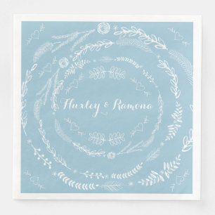 Aquamarine Floral Garland Paper Dinner Napkins