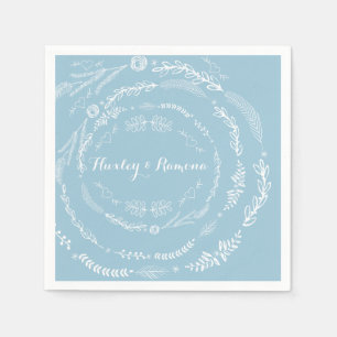 Aquamarine Floral Garland Paper Napkins