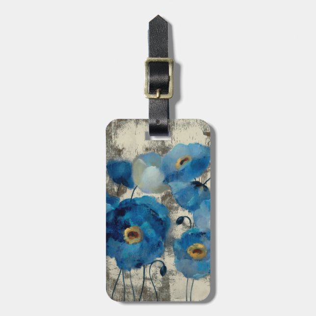 Aquamarine Floral Luggage Tag (Front Vertical)