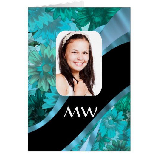 Aquamarine floral personalized photo (Front)