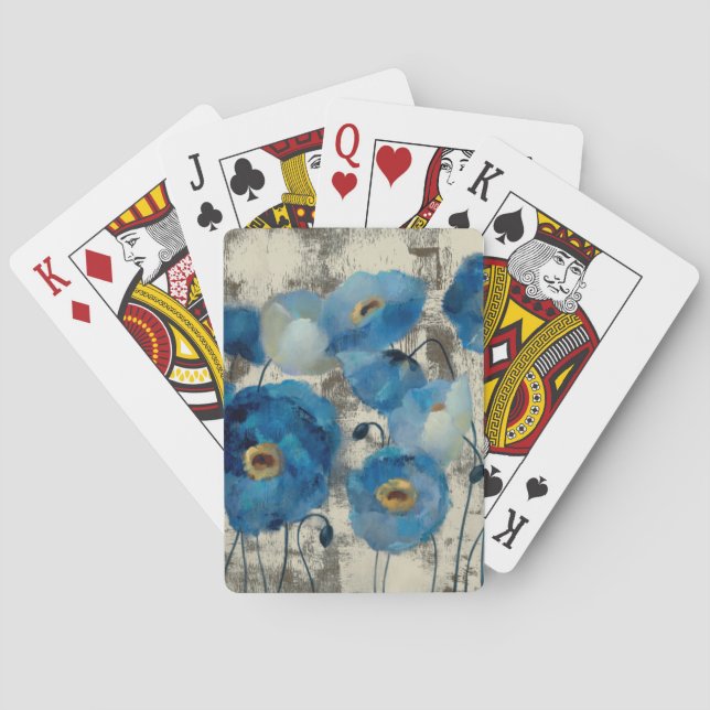 Aquamarine Floral Poker Cards (Back)