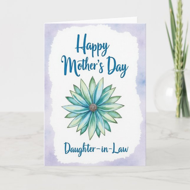 Aquamarine Flower Mothers Card (Front)