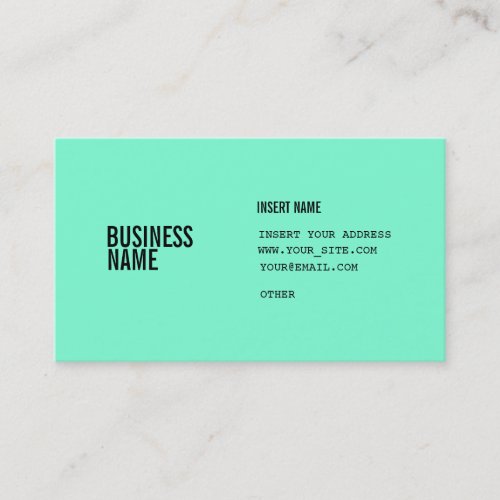 Aquamarine Format With Columns Condensed Fonts Business Card