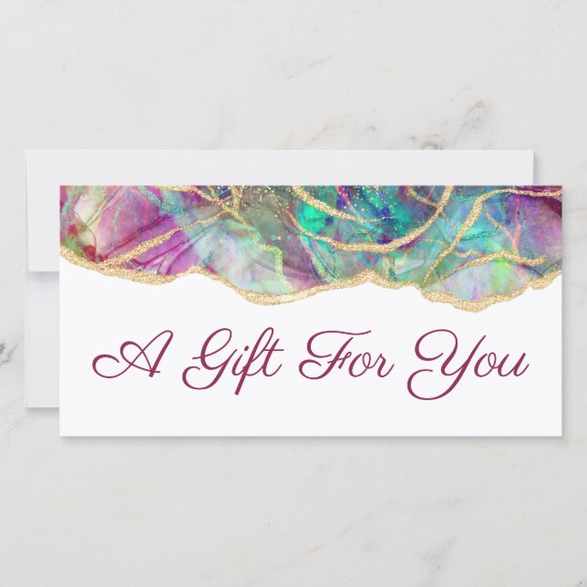 Aquamarine fuchsia opal design gift certificate (Front)