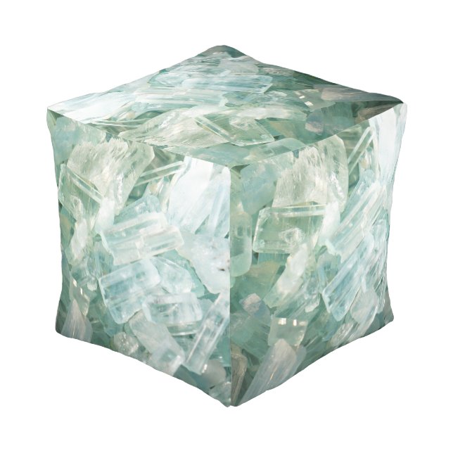 Aquamarine Gemstone Aqua Blue Jewel Crystal  Pouf (Angled Back)