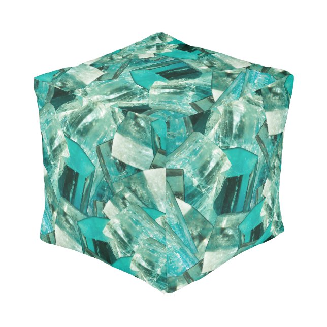 Aquamarine Gemstone Green Crystal Floor Cushion (Angled Back)