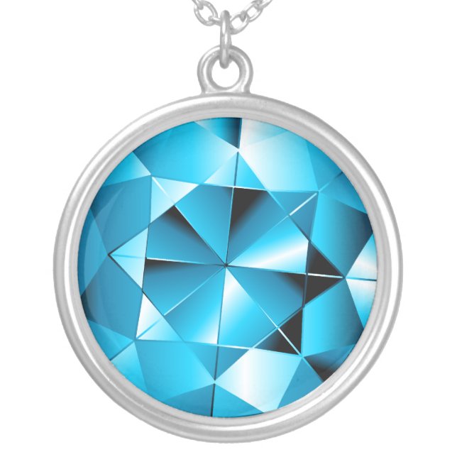 Aquamarine Gemstone Sterling Silver Necklace (Front)