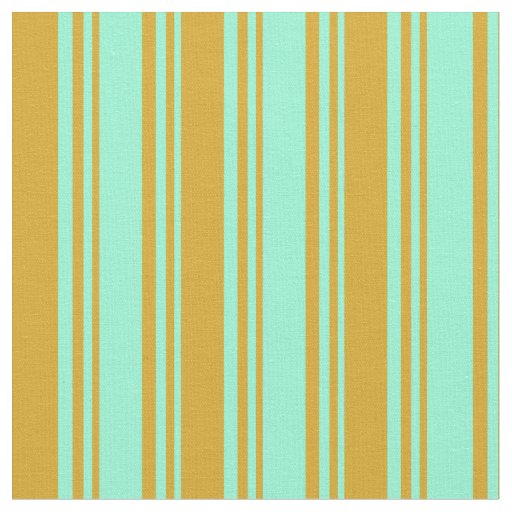 Aquamarine & Goldenrod Colored Lined Pattern Fabric