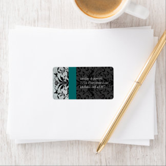 Aquamarine Gray Bumble Bee Damask Address Labels