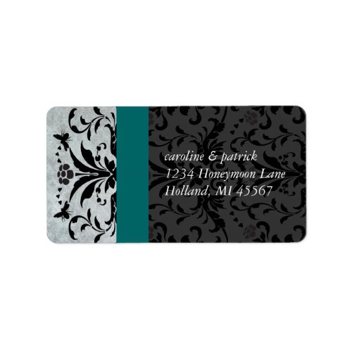 Aquamarine Gray Bumble Bee Damask  Address Labels