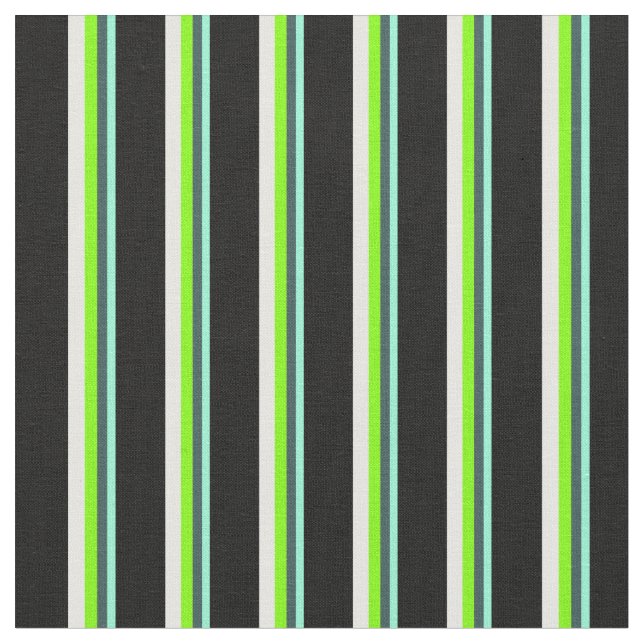 Aquamarine, Gray, Chartreuse, Mint Cream & Black Fabric (Close Up)