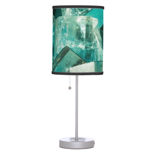 Aquamarine Green Beryl Crystal Gemstone Table Lamp