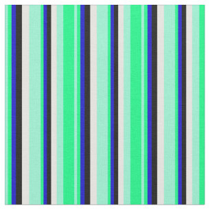 Aquamarine, Green, Blue, Black, and Mint Cream Fabric