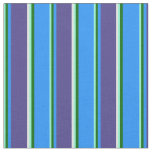 [ Thumbnail: Aquamarine, Green, Blue, Slate Blue & Mint Cream Fabric ]