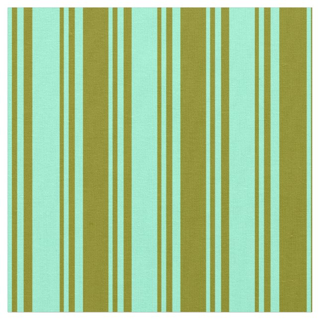 Aquamarine & Green Colored Stripes Pattern Fabric (Close Up)