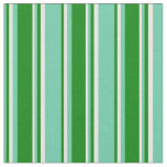 [ Thumbnail: Aquamarine, Green & Mint Cream Colored Pattern Fabric ]