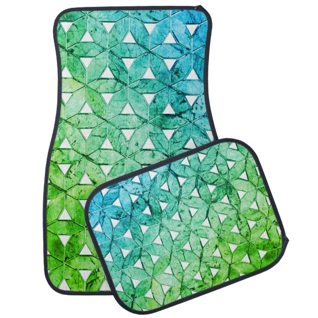 Aquamarine green Mosaic | flower of life Car Floor Mat (Set)
